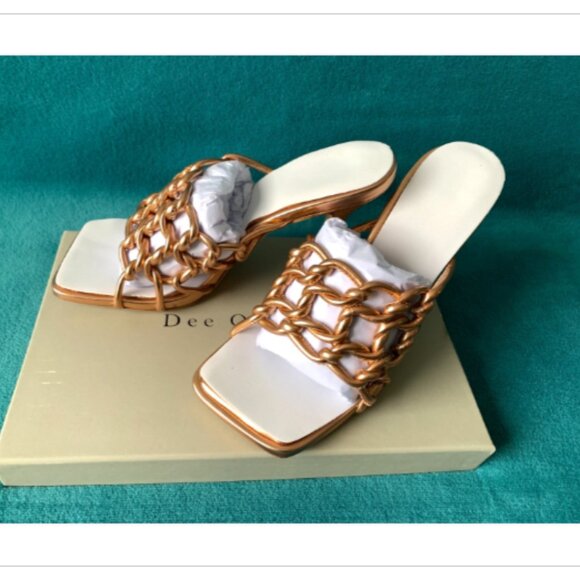 NIB Dee Ocleppo Leather Metallic Copper Caged Mule Sandals Belize 8.5 MSRP $375 - Picture 8 of 16